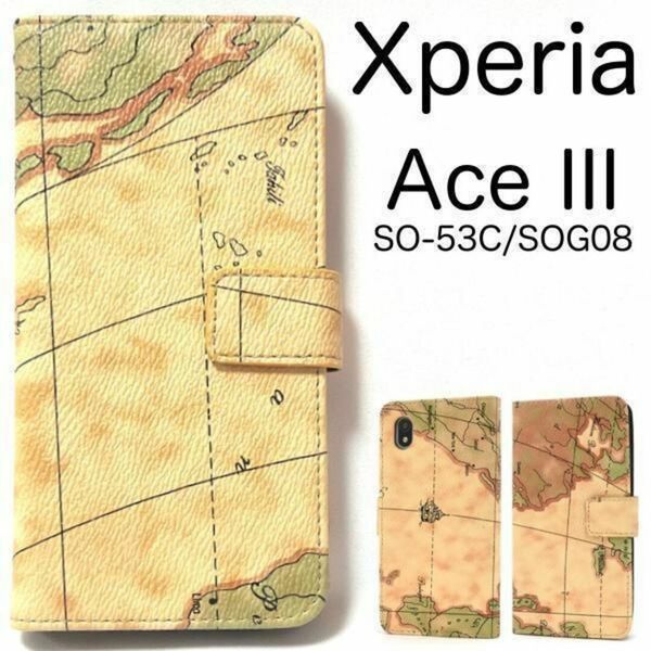 Xperia Ace III SO-53C/SOG08 地図柄手帳型 ケース SO-53C (docomo)SOG08 (au)A203SO (Y!mobile) (UQ mobile) 