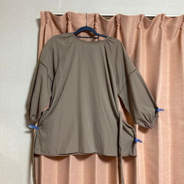新品 8〜9分袖カットソー Lサイズ 冷房対策 ブラウン系 トップス タグ無し