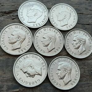 英国幸せのシックスペンス イギリス 7枚セットラッキー6ペンス コイン本物古銭英国コイン 美品です19.5mm 2.8gram