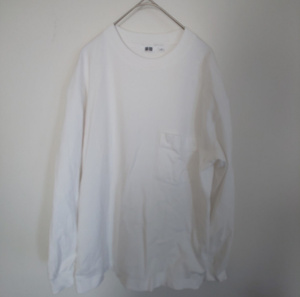 【送料無料】【2枚セット】ユニクロ ut メンズSサイズ 長袖 胸ポケット ホワイト＆ポロシャツ 半袖 ダークグレー メンズMサイズ