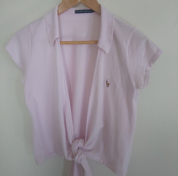 【送料無料】Ralph Lauren(ラルフローレン) 前結びシャツ レディース ピンク5f（Mサイズ相当）