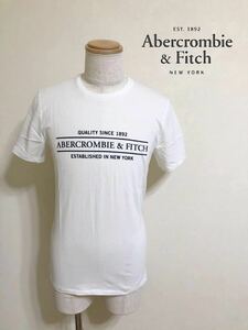 【新品】 Abercrombie & Fitch アバクロンビー&フィッチ フロック ロゴ Tシャツ トップス ホワイト サイズM 180/96A 白 半袖 637469586