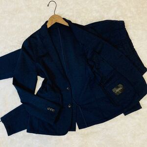  beautiful goods! Nano Universe setup suit tailored jacket Anne navy blue 2B stretch jersey -... through year M navy blue NANO universe