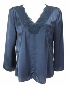  Pinky & Diane navy blue race V neck long sleeve cut and sewn 38