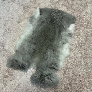 u... fur gray 47cm×30cm belt set . leather high quality bush craft .. camp touring outdoor .. fire 