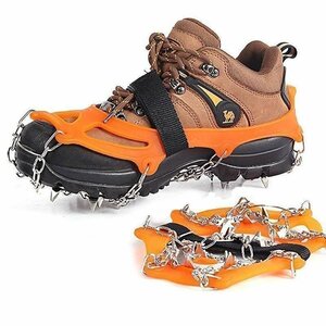  postage 0 jpy snow spike [ orange ] [L]a before 18ps.@ nail ice spike turning-over prevention .. slip prevention shoe sole snowy mountains mountain climbing commuting going to school storage sack attaching 
