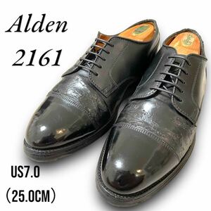 【送料無料】Alden オールデン 2161 定価9万円 コードバン レザーシューズ 25.0 US7 革靴 ドレスシューズ ブラック 黒 ストレートチップ 