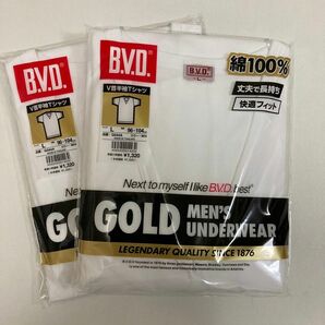 BVDゴールドメンズアンダーウェア　V首半袖Tシャツ2枚組　サイズL胸囲96〜104cm 未使用未開封　富士紡ホールディングス