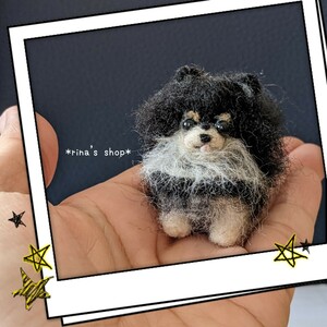 *rina's shop*4.5cm love dog black tongue pomelani Anne * hand made * wool felt * Blythe * pet Roth * interior * memorial *yon tongue 