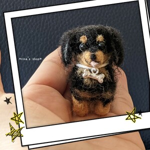 *rina's shop*4.5cm愛犬ミニチュアダックスフンド*ハンドメイド*羊毛フェルト*ブライス*ペットロス*インテリア*メモリアル*小型犬*ペット