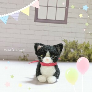 *rina's shop*3.5cm愛猫はちわれ猫ちゃん*ハチワレ*ハンドメイド*羊毛フェルト*ブライス*ペットロス*インテリア*メモリアル*保護猫*猫雑貨