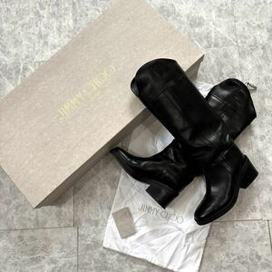 ＊ 良品 付属品完備 イタリア製 '高級婦人靴' JIMMY CHOO ジミーチュウ 本革 ロング ヒール ブーツ 革靴 EU36.5 23cm レディース シューズ