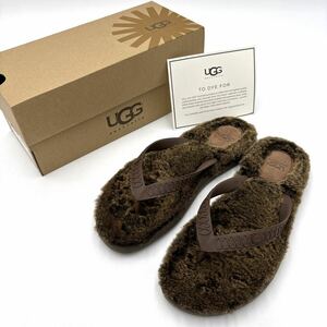 ＊ 良品 箱付き '履き心地抜群' UGG アグ W FLUFFIE フラッフィー ファー ビーチサンダル 草履 24cm レディース シューズ 1684