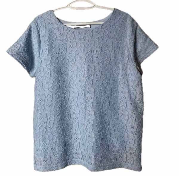 水色 トップス 半袖 レース 美品 Mサイズ 綺麗*.゚