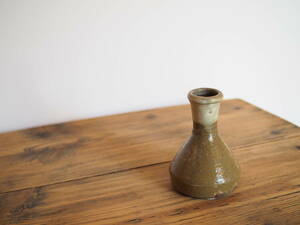 民藝 古い酒津焼 花瓶（古道具 フラワーベース）高さ14.2cm 民芸 花入