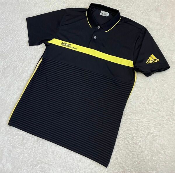 【美品】adidas golf アディダスゴルフ ポロシャツ 黒 ボーダー L