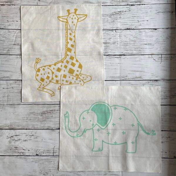 ハンドメイド ランチクロス ランチョンマット ゾウ キリン イラスト柄 動物 2枚