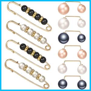 [ stock disposal ] collar pin safety pin pin badge shawl pin pearl 10 point set brooch alloy human work pearl sewing un- necessary brooch pin re