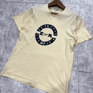 W ＊ 日本製 '希少 80's ビンテージ' EMPORIO ARMANI エンポリオアルマーニ 半袖 ロゴ プリント Tシャツ / カットソー F メンズ トップス