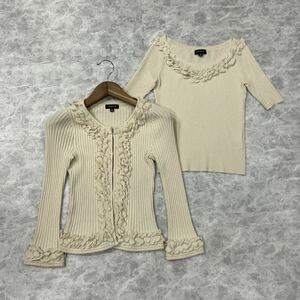 BB # superior article / made in Japan ' feeling of luxury overflow ' EPOCA Epoca high quality ensemble knitted cardigan / T-shirt 40 / 42 woman clothes tops 2 point set 