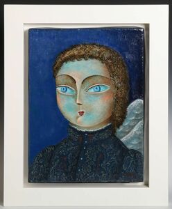 Art hand Auction 8668 Suzuki Koichi Boy with White Lace Collar Oil painting F4 Framed Original painting Authentic French Salon d'Automne Member Works published in this book, Painting, Oil painting, Portraits