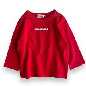 国内正規品 MIKI HOUSE ミキハウス 長袖 プリント ロゴ コットン Tシャツ L/S キッズ KIDS BABY ベビー 子供用 80cm 赤 レッド