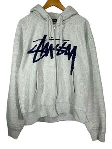 STUSSY◆Web Zip Hoodie/ジップパーカー/L/コットン/GRY/Z4000SZS