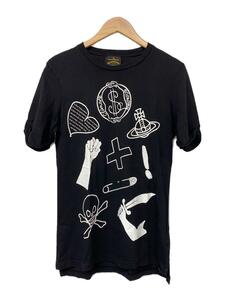 Vivienne Westwood◆Tシャツ/S/コットン/BLK/アングロマニア/安全ピン/ドクロ