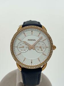 FOSSIL◆クォーツ腕時計/アナログ/レザー/CRM/NVY/SS