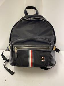 TOMMY HILFIGER◆リュック/ナイロン/BLK/無地