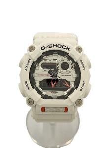 CASIO◆クォーツ腕時計_G-SHOCK/デジアナ/ラバー/SLV/WHT