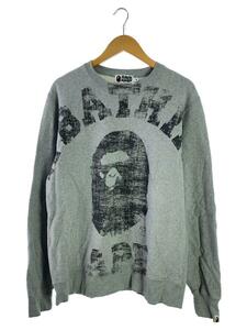 A BATHING APE◆BIG COLLEGE CREWNECK(ビッグカレッジクルーネックスウェット)/LL/コットン/GRY