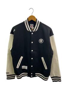 AAPE BY A BATHING APE◆Aape Now Sweat Varsity Jacket/スタジャン/M/コットン/BLK