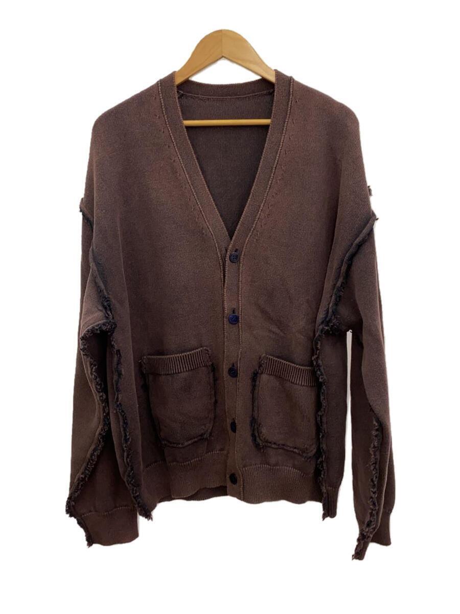 UNUSED◆COTTON KNIT CARDIGAN/カーディガン(薄手)/3/コットン/BRD/US2437//