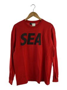 WIND AND SEA◆長袖Tシャツ/L/コットン/RED/WDS-SEA-04/裾汚れ有//