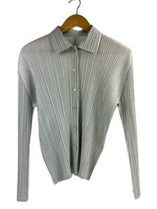 PLEATS PLEASE ISSEY MIYAKE◆長袖ブラウス/4/ポリエステル/GRY/PP55-JJ101