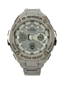 CASIO◆ソーラー腕時計/G-SHOCK/アナログ/SLV/GST-W110D