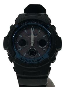 CASIO◆ソーラー腕時計・G-SHOCK/デジアナ/ラバー/BLK/BLK