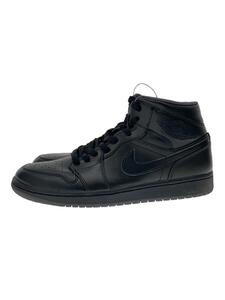 NIKE◆AIR JORDAN 1 MID/エアジョーダンミッド/ブラック/554724-021/27cm/BLK