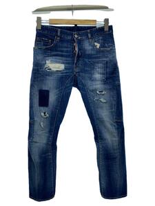 DSQUARED2◆ボトム/42/コットン/IDG/総柄/S74LB0613/BLUE SQUARE WASH TIDY BIKER