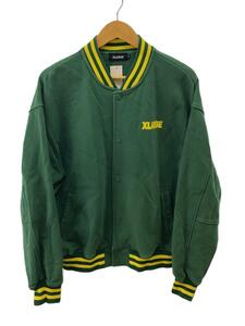 X-LARGE◆スタジャン/M/コットン/GRN/無地/101223021008/SWEAT VARSITY JACKET