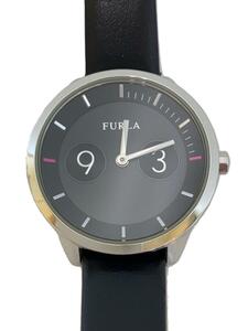 FURLA◆クォーツ腕時計/アナログ/レザー/ブラック/シルバー/86634-4251102543