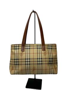 BURBERRY LONDON◆ノバチェック/シャドーホース/角スレ有/トートバッグ/PVC/BEG/チェック