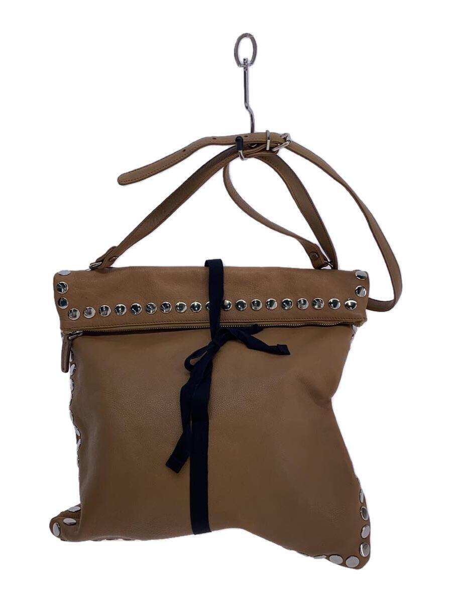 MARNI◆スタッズ/ショルダーバッグ/レザー/CRM/無地