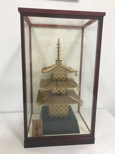 御縁三重の塔　5円玉細工　コイン手芸　和風　美術品　日本工芸　伝統工芸　インテリア　コレクション　昭和レトロ