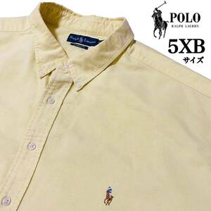 アメリカンサイズ!!表記5XB【POLO RALPH LAUREN】BD半袖シャツ イエロー 極上コットン100% ラルフローレン ロゴ刺繍 希少のキングサイズ◎