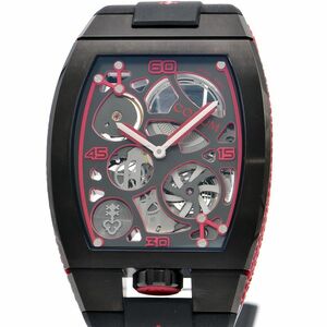 [3 year guarantee ] Corum men's worn te-ji Corum labo01 410.100.95 F371AR01 reverse side ske charcoal gray red self-winding watch wristwatch used free shipping 