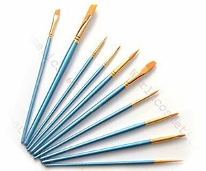 【vaps_3】ペイントブラシ アクリル筆 10本セット ブルー ナイロン製 筆 水彩筆 アクリル絵の具 アクリル画 送込
