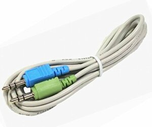 [vaps_2][ unused goods ]3.5mm stereo Mini plug audio cable 1.7m white plug blue green including postage 