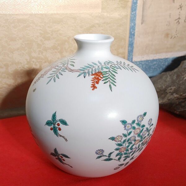 有田焼　岩尾對山　花器　花瓶　骨董品　美品　年代物長期保存　手書きシノワズリ